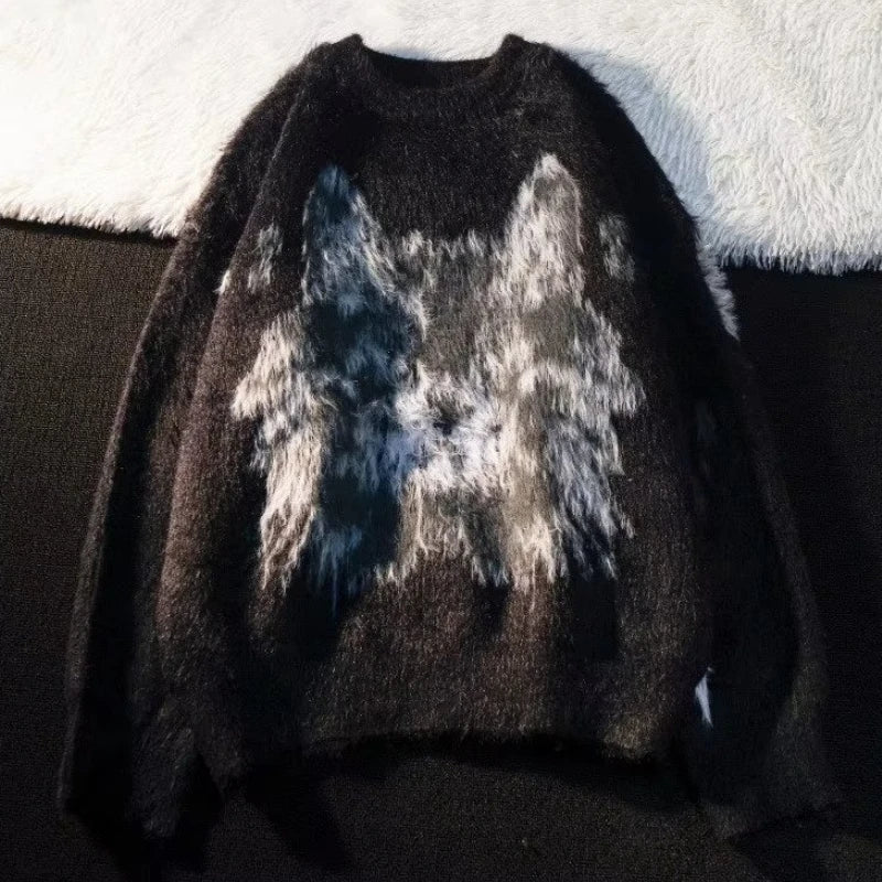 Chineses Chic Pullovers Men Vintage Print Cool Slouchy O-neck Knitted Sweaters American Style Warm Autumn Winter Свитер
