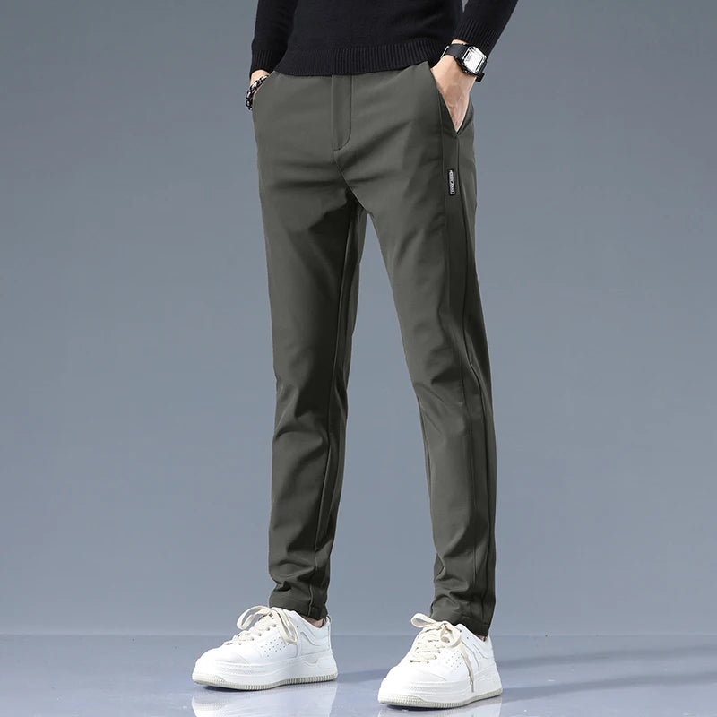 Casual Pants Men Spring Autumn 2025 New Straight Slim Fit Sweatpants Solid Color Business Elastic waist Male Trousers