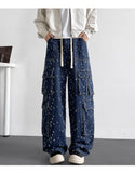 Cargo jean pants Men Wide Leg DenimLoose Straight Baggy Men's Jeans hip hop Streetwear Skateboard Neutral denim Trousers