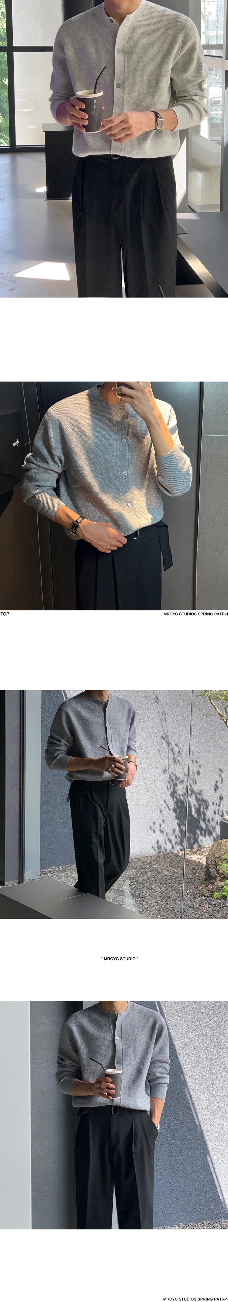 Men Autumn and Winter Knitted Cardigan Long-sleeved Sweater, Fashionable Single-breasted, Advanced Sense, Pure Color, Loose Coat