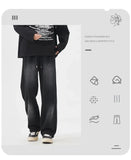 Autumn New Fashion Korean Men's Casual Pants Distressed Classic Black Baggy Straight Trousers Sweatpants Streetwear Male Clothes
