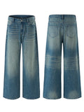 American Retro Jeans Men's Oversize Baggy Wide Legs Classic Wash Cotton Denim Pants Hip-hop Rock Streetwear Loose Trousers