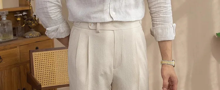 Light Luxury Men's Naples Draped Suit Pants Casual Solid Color Straight Premium Quality Dress Pants Wedding Banquet Business