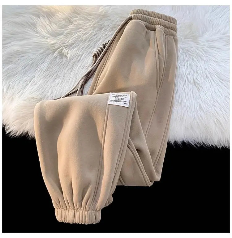 Korean style autumn and winter men and women street personality loose wide leg bound sports pants couple simple casual pants