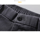 Men's Business Casual Pants Stretch Slim Fit Straight Semi-elastic Waist Trousers Solid Classic Office Work Male Clothing