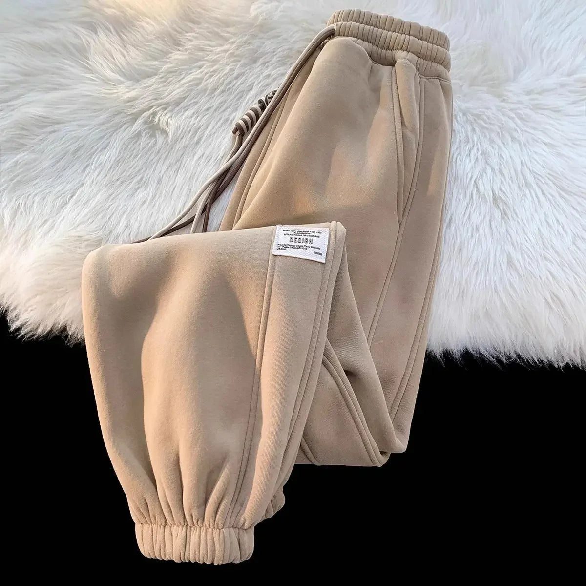 Korean style autumn and winter men and women street personality loose wide leg bound sports pants couple simple casual pants