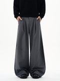 Autumn Men's Loose Suit Pants Commuting Business Casual Classic Gray Black Wide Legs Trousers Oversized Simple Style Clothes