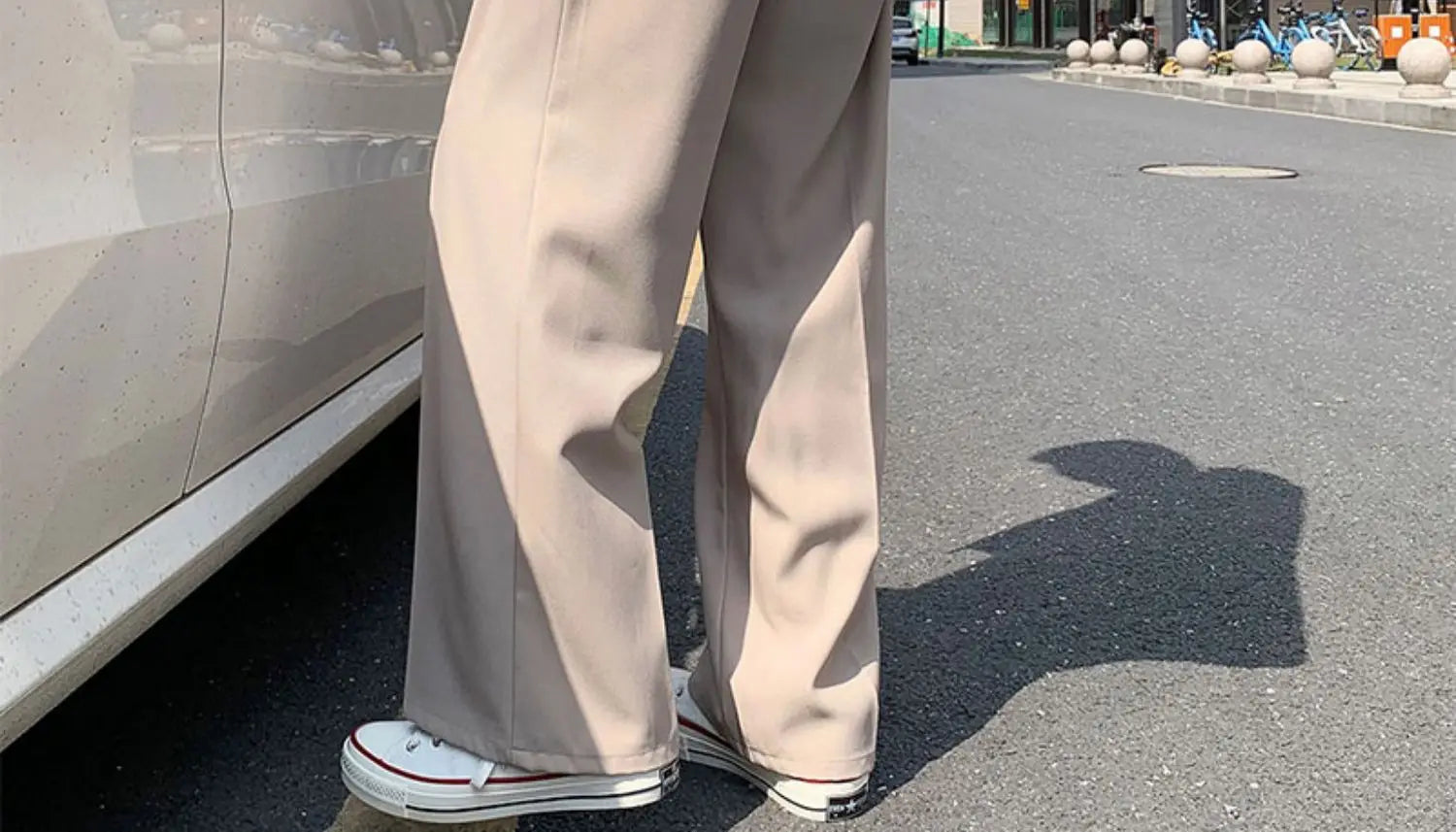 New Japanese Retro Male Suit Pants Light Luxury Straight Draped Button-down Business Casual Pants Premium Slim Elegant Trousers