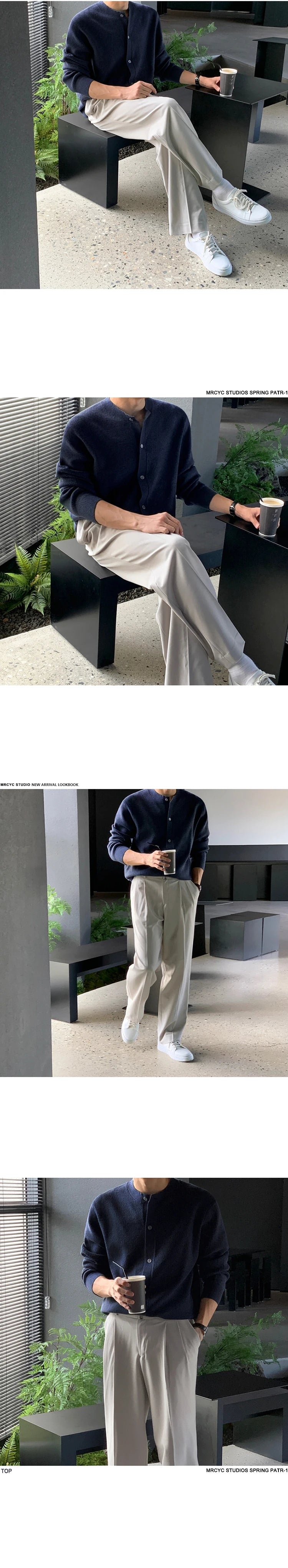 Men Autumn and Winter Knitted Cardigan Long-sleeved Sweater, Fashionable Single-breasted, Advanced Sense, Pure Color, Loose Coat