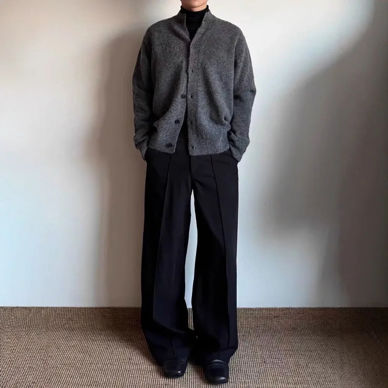 New Korean Fashion Men Cardigan Light Luxury Knitted O Neck Long Sleeve Sweater Coats Autumn Leisure Premium Quality Knitwear