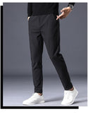 Winter Warm Fleece Men's Business Casual Pants Stretch Slim Fashion Korean Thermal Trousers Classic Simple Male Plush Clothes