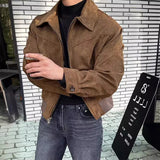 New Trendy Men Jacket Autumn Casual Textured High Street Dual Zippers Long Sleeve Coat Hong Kong Style Flight Short Jacket L-4XL