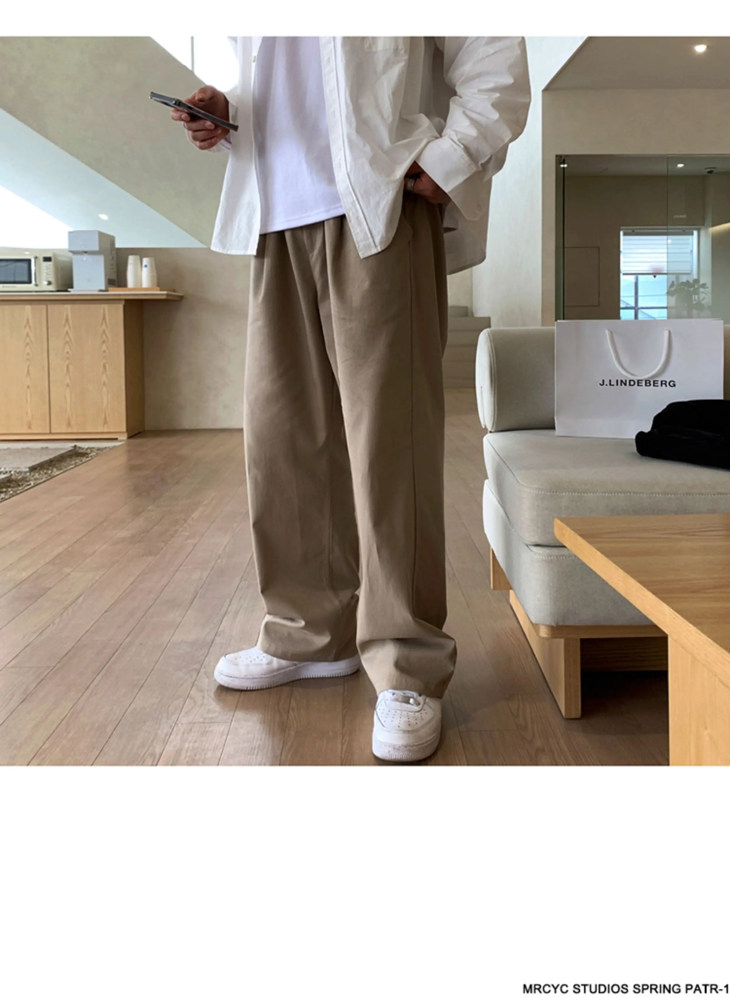 Korean Style High-end Straight-leg Casual Pants Men's Spring Summer Loose Trousers American 2025 New Trendy Wide-leg Pants Chic