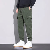Autumn New Men's Corduroy Cargo Harem Pants Fashion Korean Embroidery Bound Feet Casual Pants Trendy Brand Male Trousers