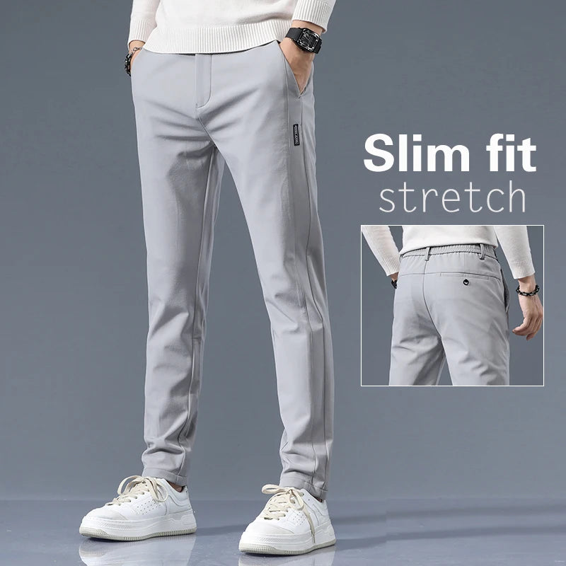 Casual Pants Men Spring Autumn 2025 New Straight Slim Fit Sweatpants Solid Color Business Elastic waist Male Trousers
