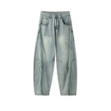 Loose Fit Jeans Men Baggy Wide Leg Denim Pants Patchwork Ripped Light Blue Wash Hip Hop Streetwear Fashion New 2025 autumn jeans