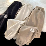Korean style autumn and winter men and women street personality loose wide leg bound sports pants couple simple casual pants