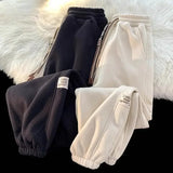Korean style autumn and winter men and women street personality loose wide leg bound sports pants couple simple casual pants