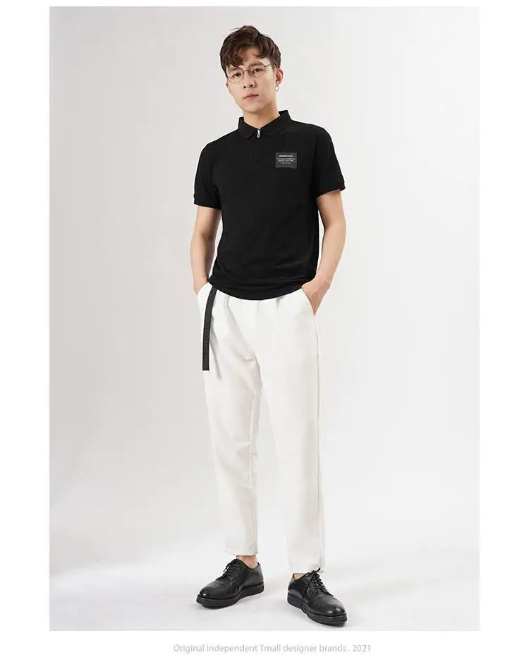 White Stretch Casual Ankle Pants Silhouette Men's Elegant Suit Pants Summer Korean Straight Loose Men's Smart Casual Trousers
