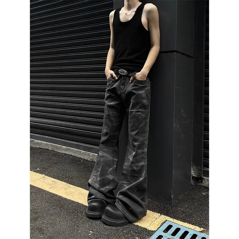 American autumn high street straight leg jeans for men and women trendy hiphop retro personality loose and wide leg casual pants