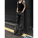 American autumn high street straight leg jeans for men and women trendy hiphop retro personality loose and wide leg casual pants