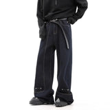 Street men and women trendy personality retro design straight leg jeans couple hip-hop loose floor length casual pants y2k