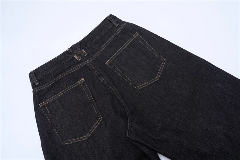 Non-fading Original Color Jeans Men's High Quality Loose Straight Denim Pants Classic American Retro Wide Leg Autumn Trousers