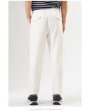 White Stretch Casual Ankle Pants Silhouette Men's Elegant Suit Pants Summer Korean Straight Loose Men's Smart Casual Trousers