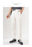 White Stretch Casual Ankle Pants Silhouette Men's Elegant Suit Pants Summer Korean Straight Loose Men's Smart Casual Trousers
