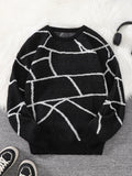 New Popular Autumn and Winter Broken Pattern Pullover Sweater Casual Round Neck Contrast Color Knitted Men's Pullover