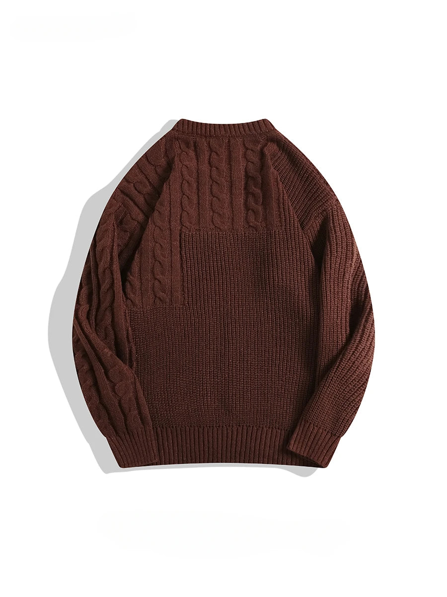 Men and Women Japanese Simple Double Zipper Twist Sweaters Cardigan Autumn Winter O-neck Simple Versatile Casual Knitted Jackets