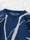 New Popular Autumn and Winter Abstract Crack Graffiti Jacquard Pattern Pullover Sweater Casual Round Neck Knitted Men's Pullover