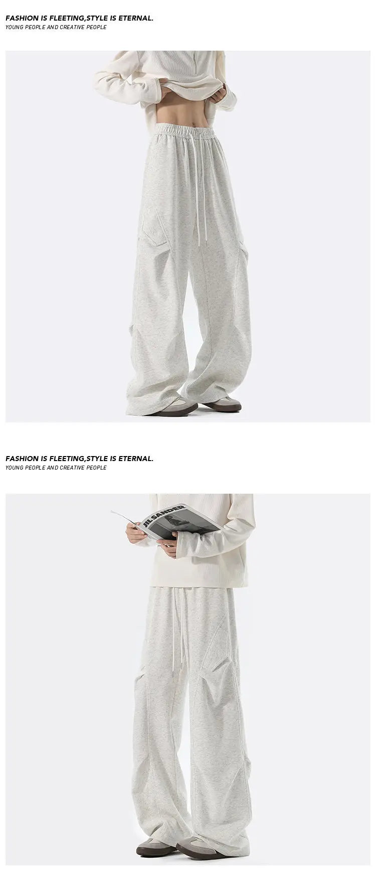 Mens Casual Pants Loose Fit Joggers Patchwork Pleated Trousers Trendy Elastic Waist Outdoor Sports Streetwear Hip Hop Trousers