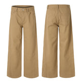 100% Cotton Men's Loose Casual Pants Autumn New Fashion Comfortable Wide-leg Oversized Trousers Streetwear White Khaki Black