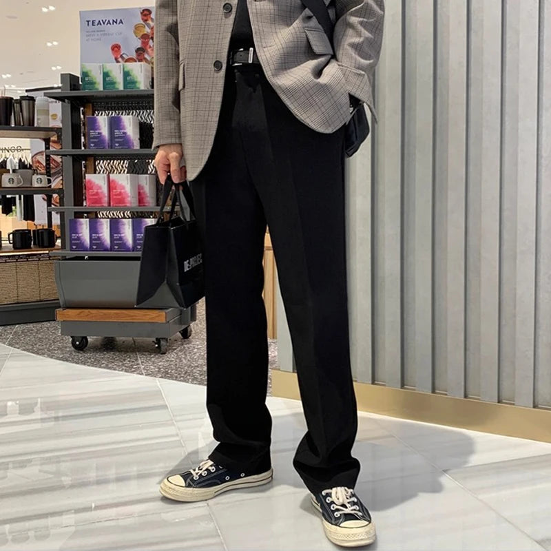 New Korean Fashion Men Suit Pants Light Luxury Business All-match Straight Slim-fit Casual Trousers Premium Elegant Dress Pants