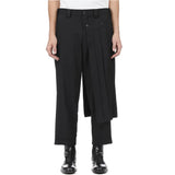 Men's Fashion Double Layer Skirts Pants New Trend Dark Deconstructed Pleated Trousers Straight Leg Pants Genderless Streetwear