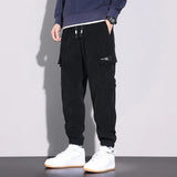 Autumn New Men's Corduroy Cargo Harem Pants Fashion Korean Embroidery Bound Feet Casual Pants Trendy Brand Male Trousers