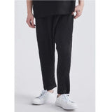 Summer Casual Pants Men Fashion Gray Black Pleated Pants Men Japanese Streetwear Loose Straight Pants Mens Ice Silk Trousers