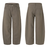 100% Pure Cotton Wide-leg Pants Men's Autumn New Oversized Comfortable Loose Casual Trousers Brown White Fashion Streetwear