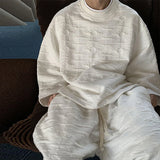 New Autumn Popular Men's Sets Trendy Jacquard Loose Solid Color Sweatshirt+Trouser 2 Piece  Suit Leisure High Quality Tracksuits