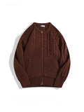Men and Women Japanese Simple Double Zipper Twist Sweaters Cardigan Autumn Winter O-neck Simple Versatile Casual Knitted Jackets