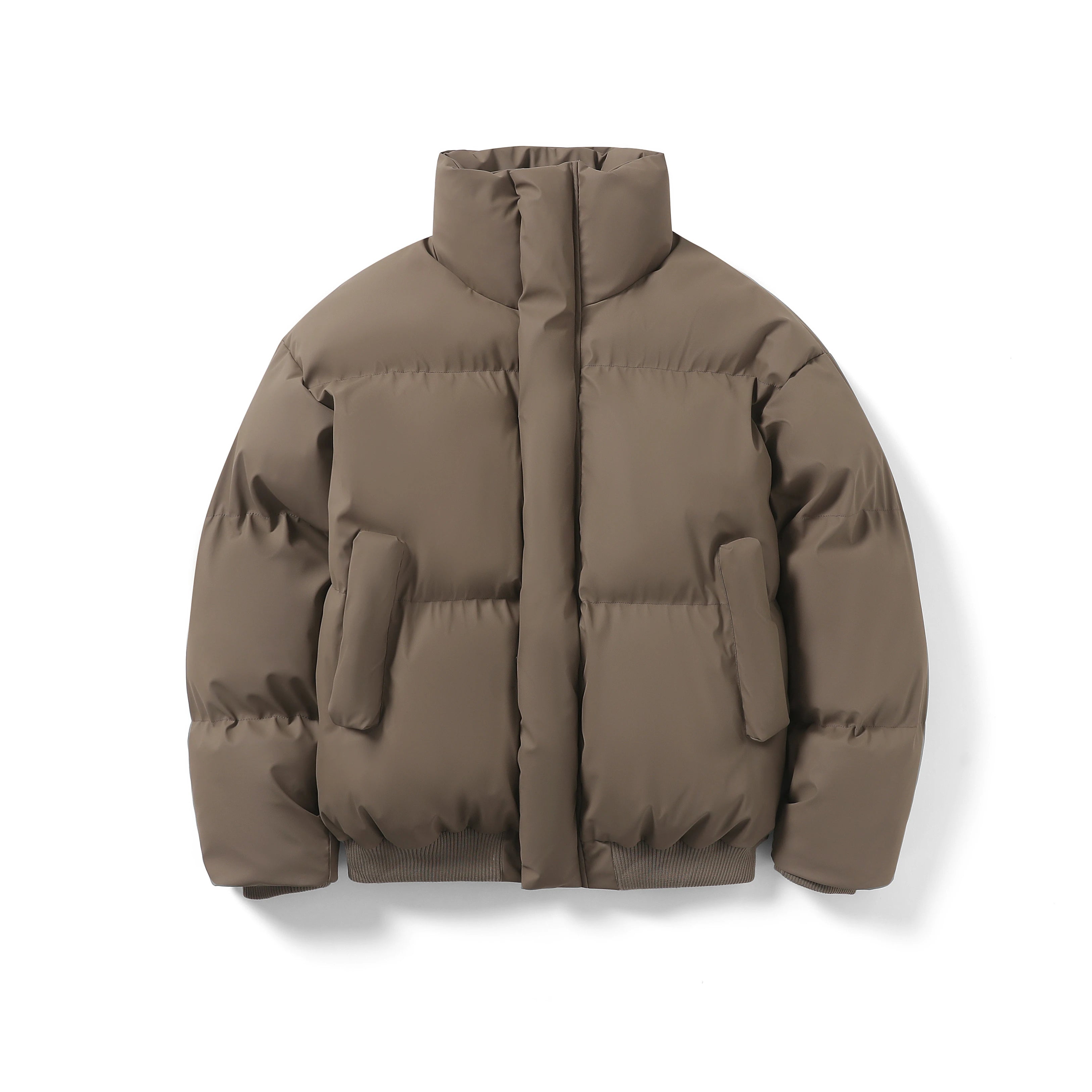 Winter Thick Warm Cotton Padde Jacket Men Stand Collar Daily Casual All-match Parka Outwear Coats Men's Clothing Black/Camel