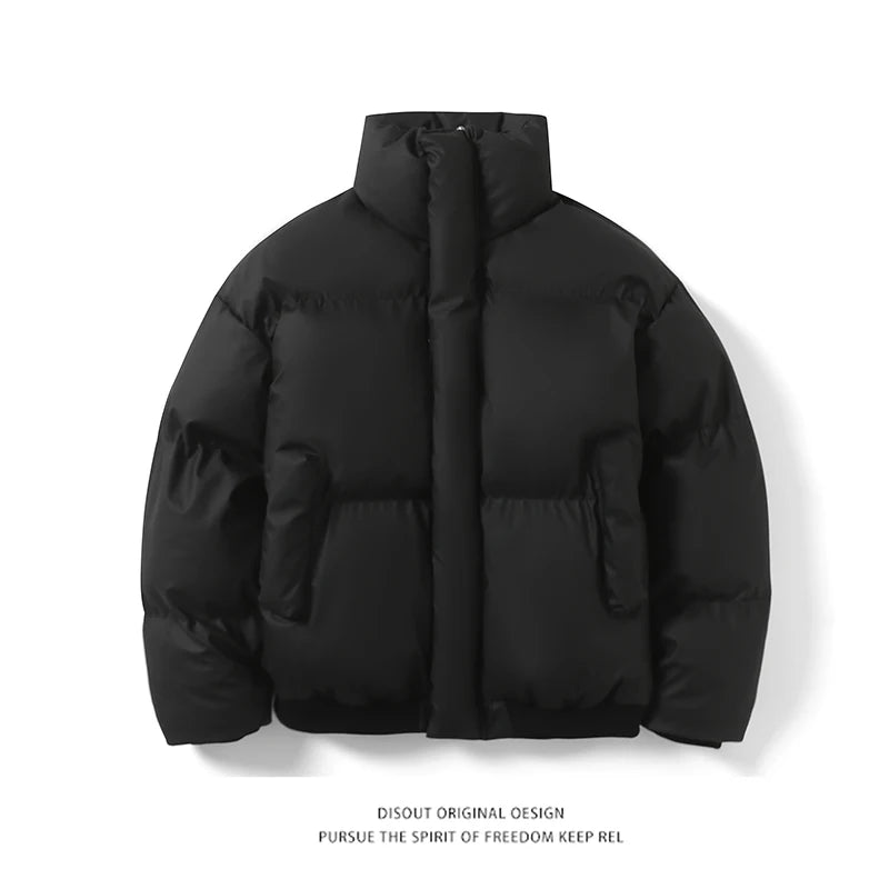 Winter Thick Warm Cotton Padde Jacket Men Stand Collar Daily Casual All-match Parka Outwear Coats Men's Clothing Black/Camel