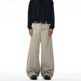 100% Cotton Wide-leg Jeans Men's Autumn Fashion Pocket Design Casual Trousers Loose American High Street Y2K Denim Pants