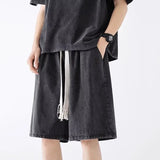 Men New Casual Shorts Male Summer Fashion Straight Leg Five Quarter Loose Fit Denim Pants High Street Wide Leg Baggy Pants