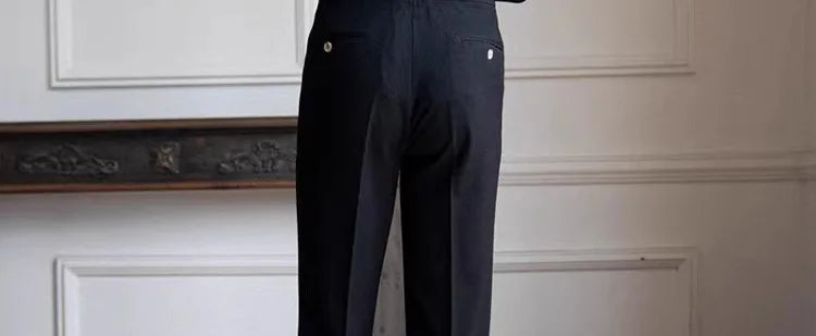 Light Luxury Men's Naples Draped Suit Pants Casual Solid Color Straight Premium Quality Dress Pants Wedding Banquet Business