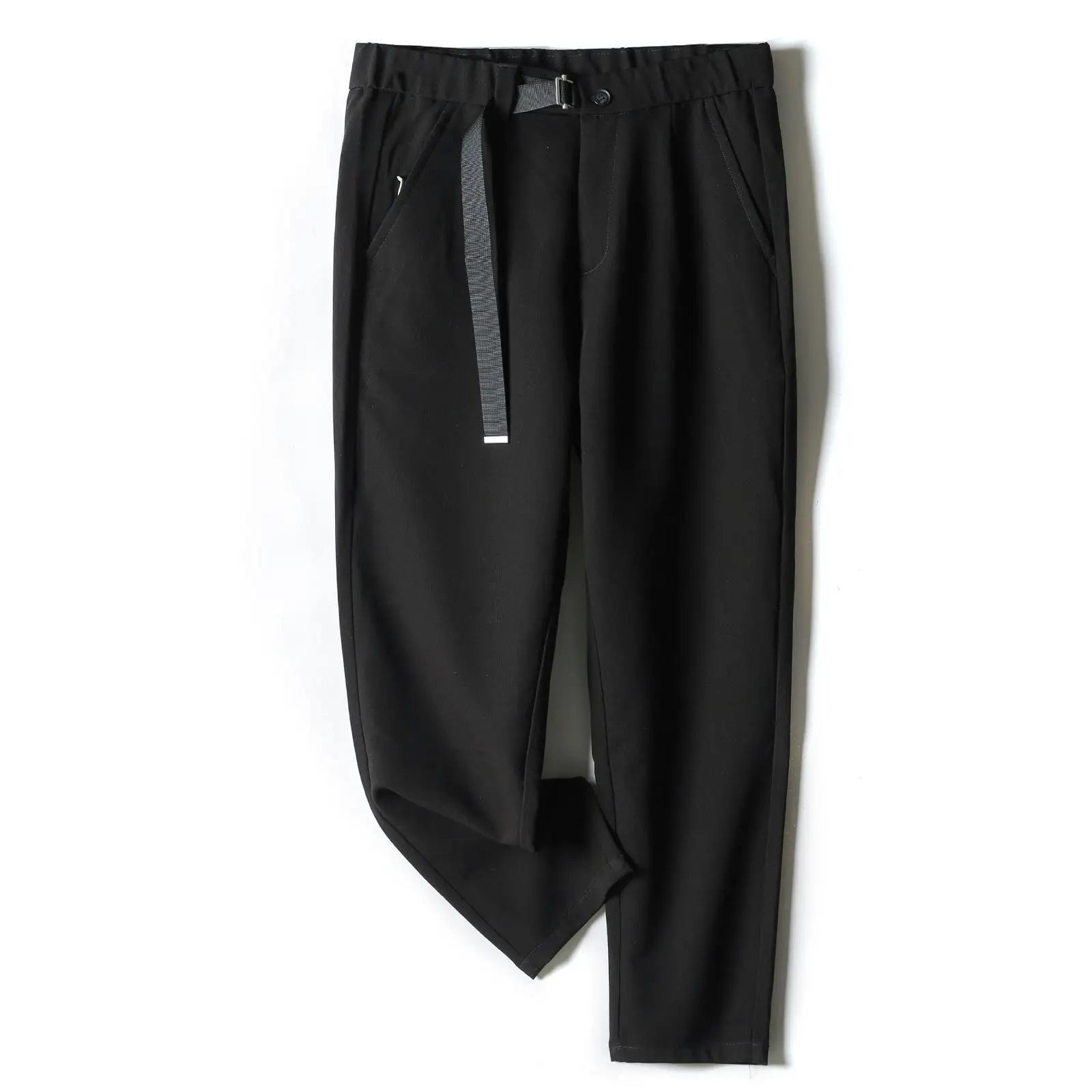 White Stretch Casual Ankle Pants Silhouette Men's Elegant Suit Pants Summer Korean Straight Loose Men's Smart Casual Trousers