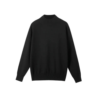 Men's Light Luxury Knit Mock Neck Sweater Autumn Winter Fashion Korean Long Sleeve Streetwear Leisure All-match Knitwear