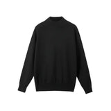 Men's Light Luxury Knit Mock Neck Sweater Autumn Winter Fashion Korean Long Sleeve Streetwear Leisure All-match Knitwear
