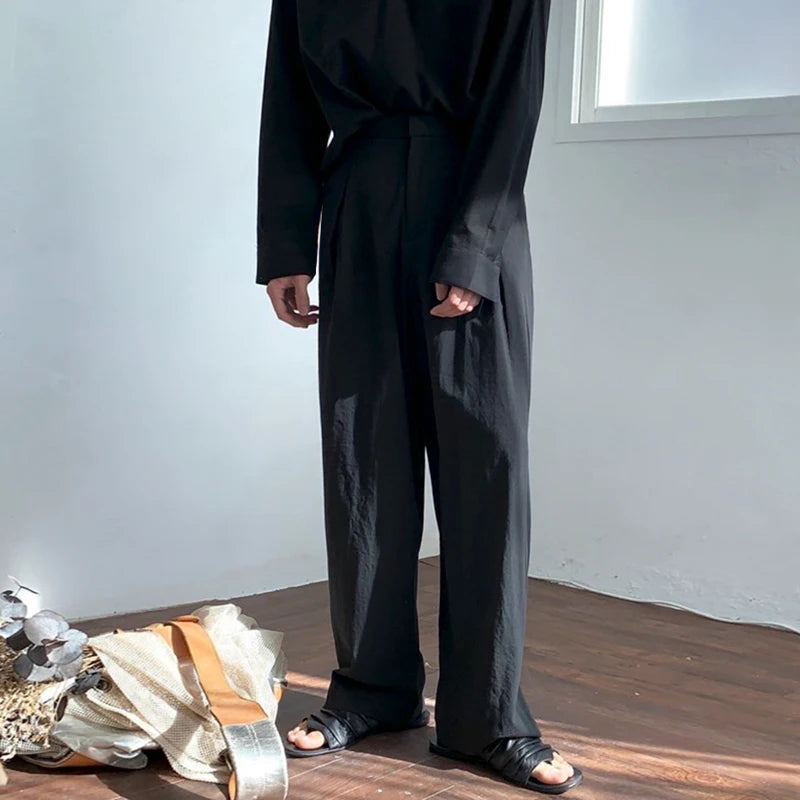 Summer Thin Linen Men's Pants Loose Straight Pants Korean Cotton Linen Casual Trousers Draped Wide-leg Pants Aesthetic Urban